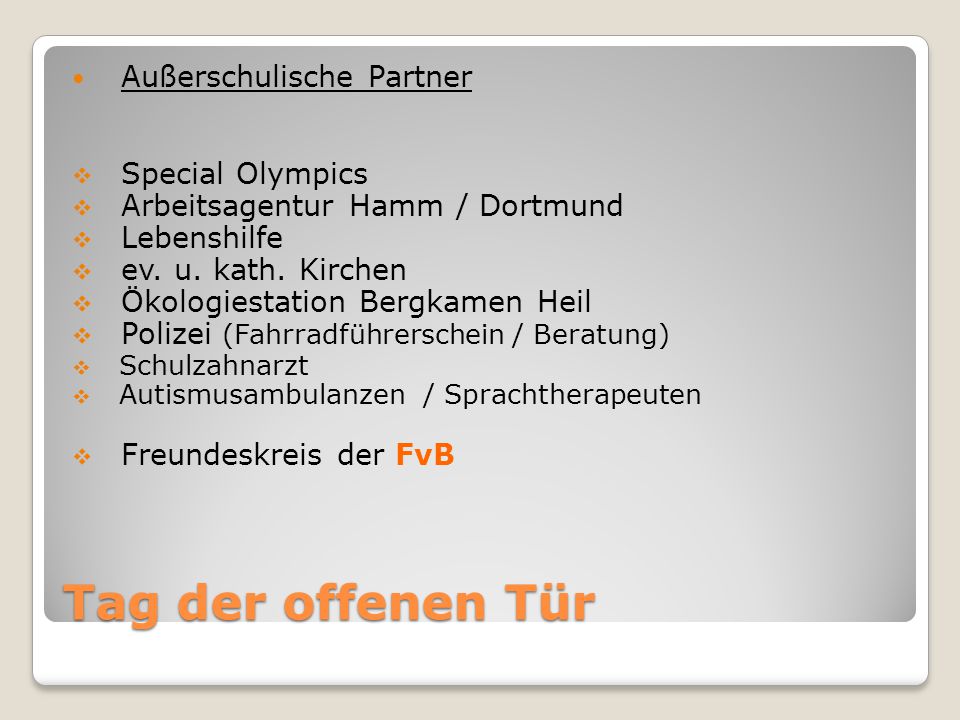 Tag der offenen Tür Außerschulische Partner Special Olympics