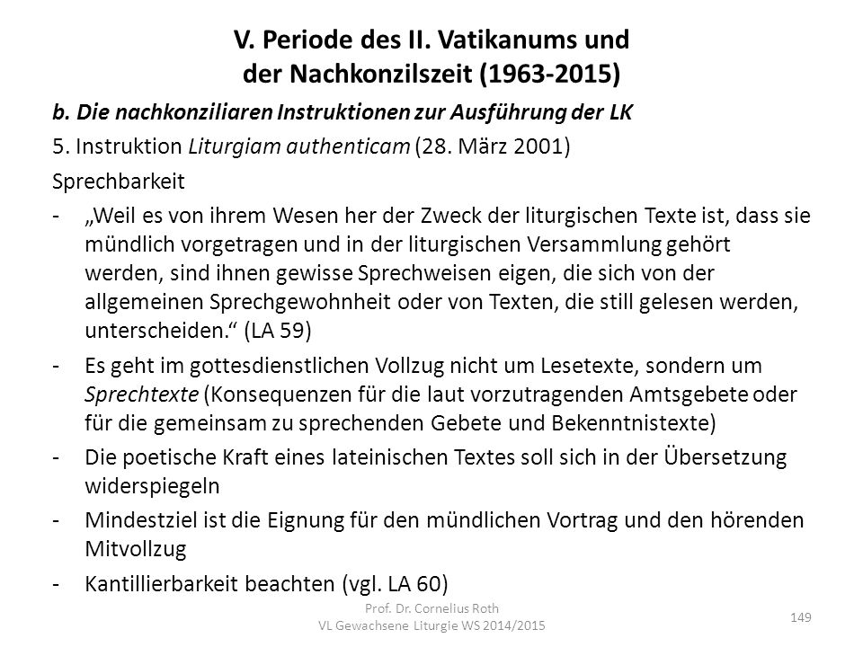 V. Periode des II. Vatikanums und der Nachkonzilszeit ( )