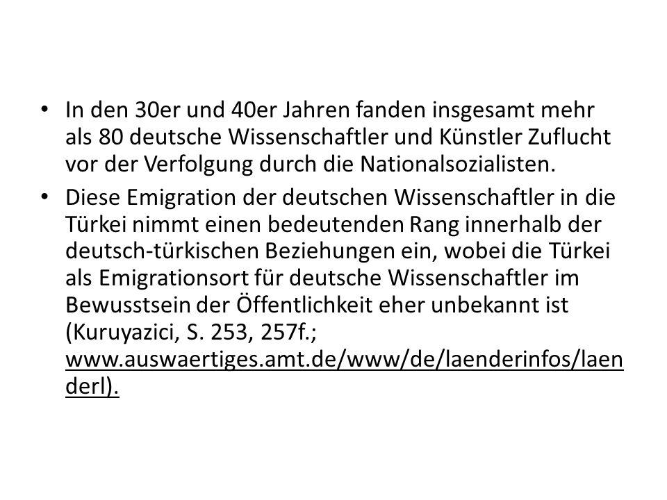 In den 30er und 40er Jahren fanden insgesamt mehr als 80 deutsche Wissenschaftler und Künstler Zuflucht vor der Verfolgung durch die Nationalsozialisten.