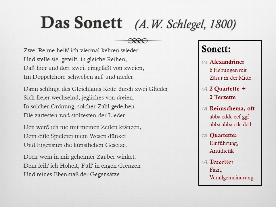 Das Sonett (A.W. Schlegel, 1800)