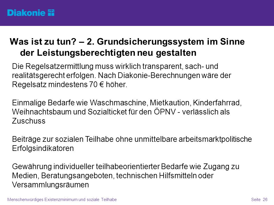 Was ist zu tun – 2. Grundsicherungssystem im Sinne der Leistungsberechtigten neu gestalten