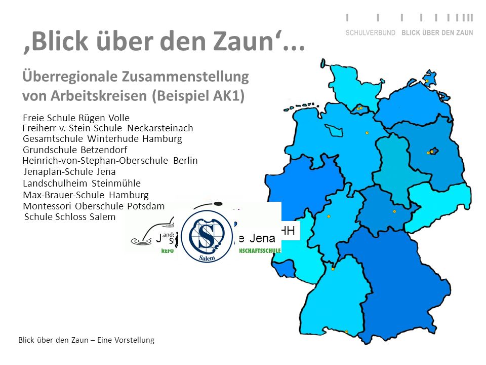 ‚Blick über den Zaun‘... Überregionale Zusammenstellung von Arbeitskreisen (Beispiel AK1) Freie Schule Rügen Volle.