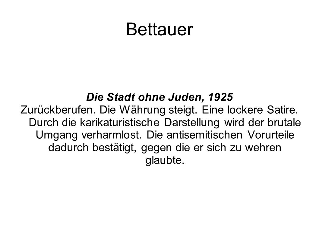 Bettauer Die Stadt ohne Juden, 1925