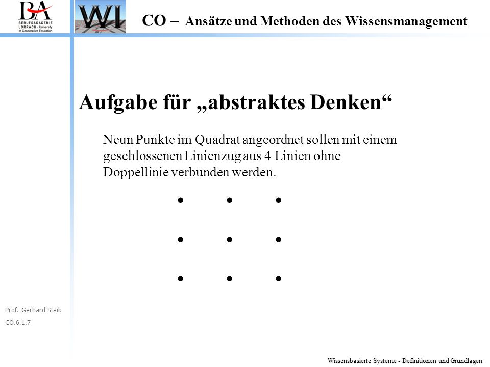 · · · Aufgabe für „abstraktes Denken · · ·