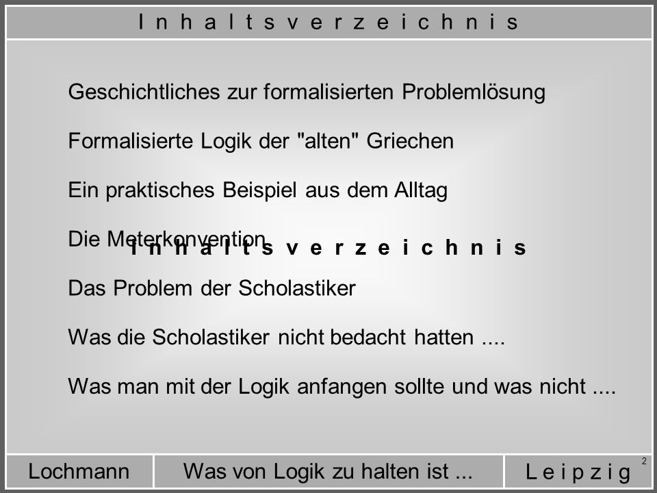 I n h a l t s v e r z e i c h n i s Geschichtliches zur formalisierten Problemlösung.