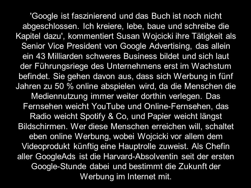 Google ist faszinierend und das Buch ist noch nicht abgeschlossen