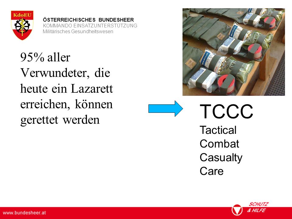 95% aller Verwundeter, die heute ein Lazarett erreichen, können gerettet werden