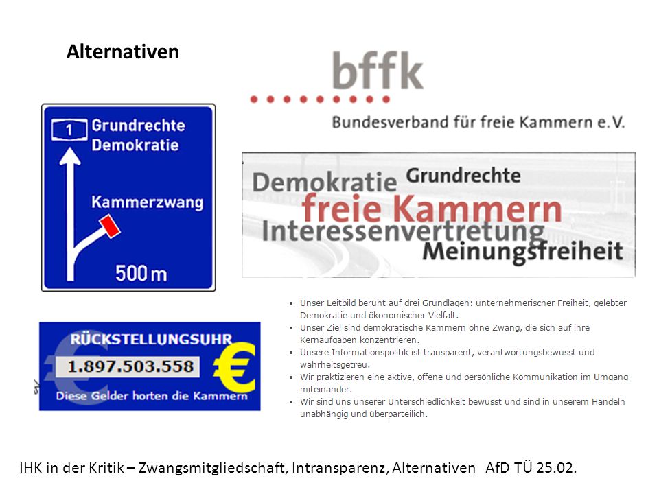 Alternativen IHK in der Kritik – Zwangsmitgliedschaft, Intransparenz, Alternativen AfD TÜ