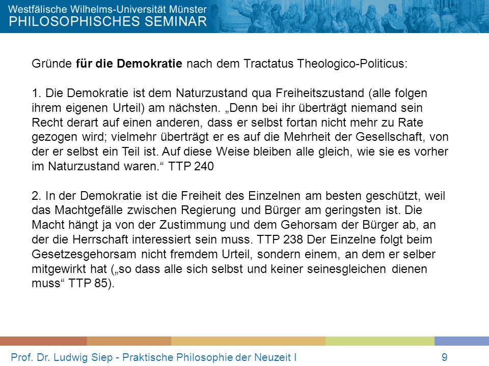 Prof. Dr. Ludwig Siep - Praktische Philosophie der Neuzeit I