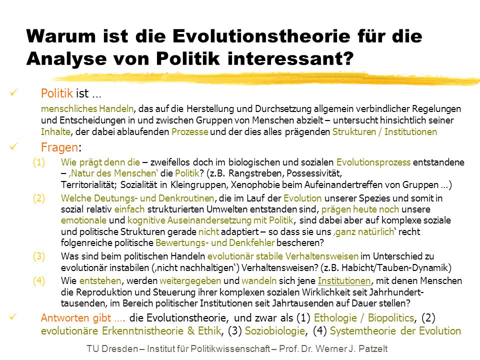 Warum ist die Evolutionstheorie für die Analyse von Politik interessant