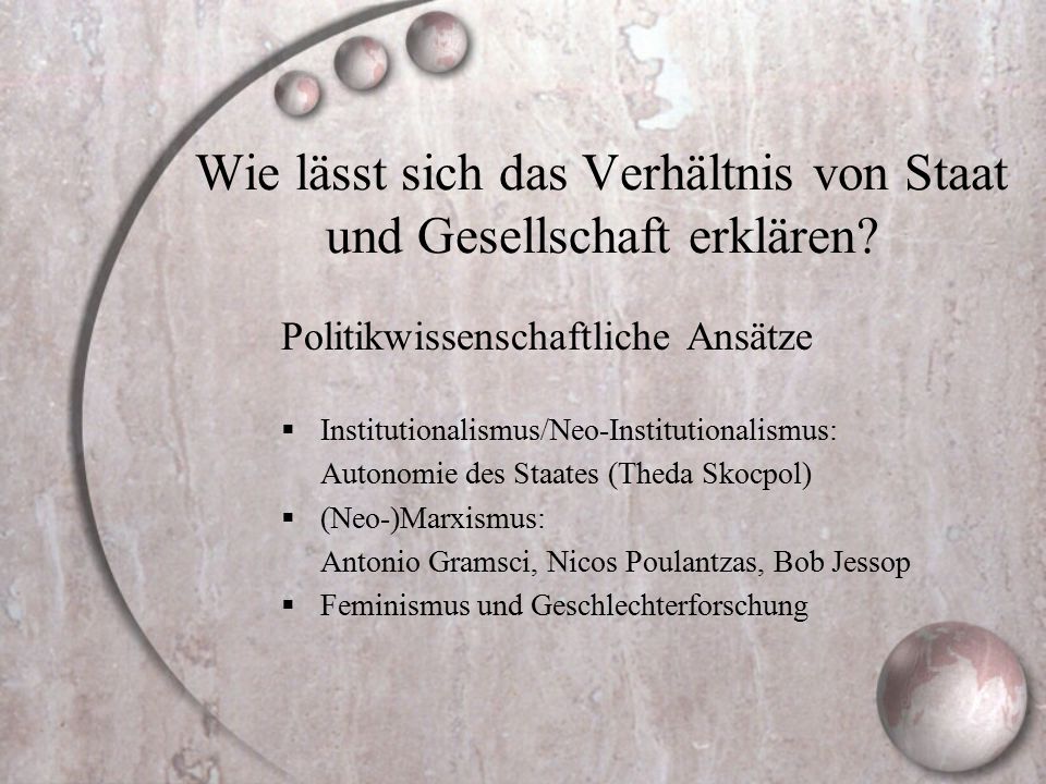Wie lässt sich das Verhältnis von Staat und Gesellschaft erklären