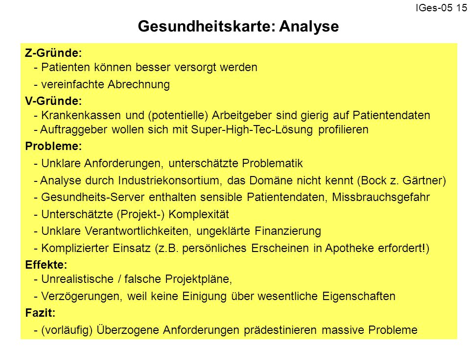 Gesundheitskarte: Analyse