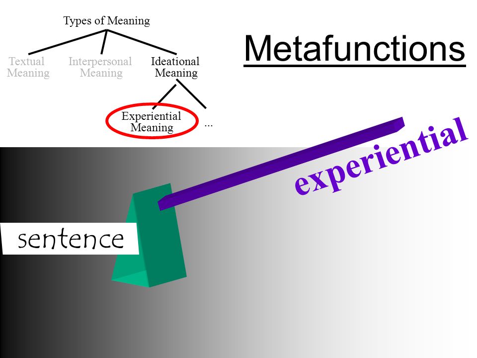 Metafunctions experiential sentence Types of Meaning Textual Meaning
