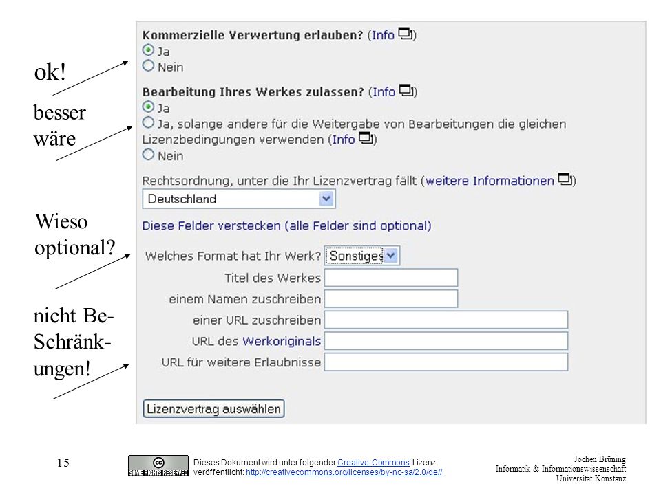 Das neue Layout ok! besser wäre Wieso optional nicht Be- Schränk-