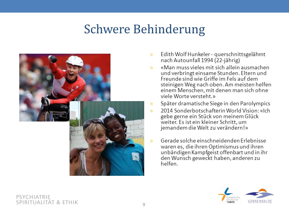 Schwere Behinderung Edith Wolf Hunkeler - querschnittsgelähmt nach Autounfall 1994 (22-jährig)