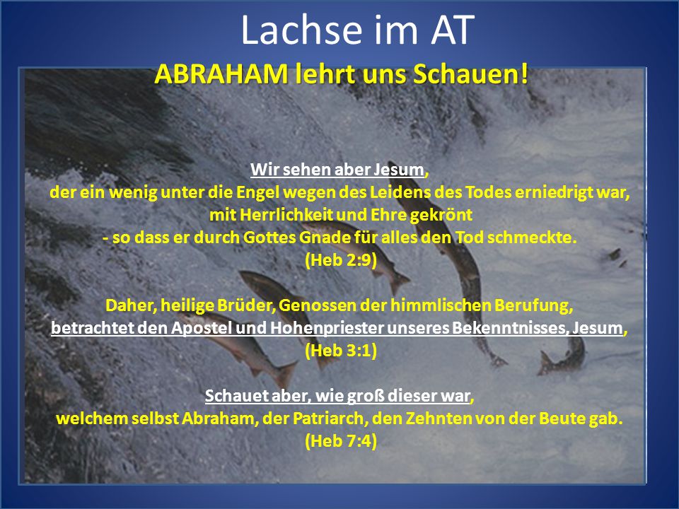 Lachse im AT ABRAHAM lehrt uns Schauen! Wir sehen aber Jesum,