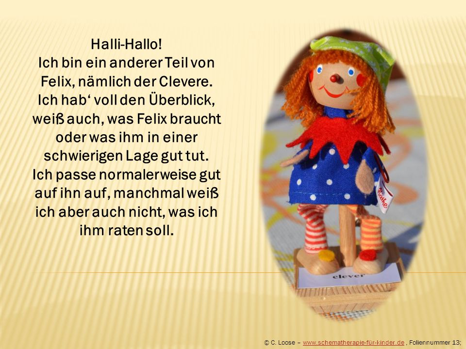 Ich bin ein anderer Teil von Felix, nämlich der Clevere.