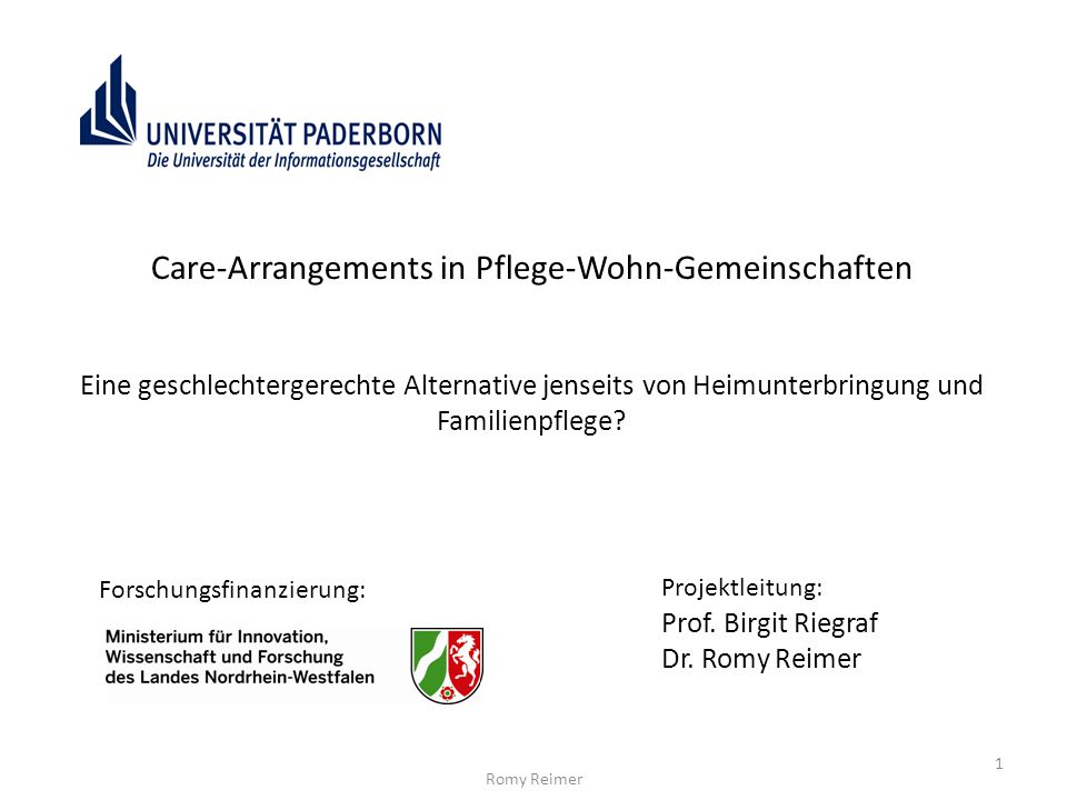 Care-Arrangements in Pflege-Wohn-Gemeinschaften Eine geschlechtergerechte Alternative jenseits von Heimunterbringung und Familienpflege