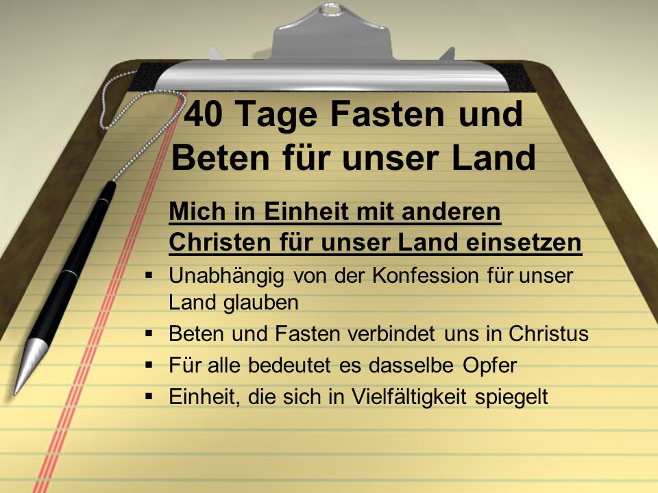 40 Tage Fasten und Beten für unser Land
