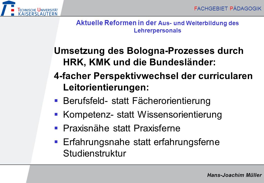 Aktuelle Reformen in der Aus- und Weiterbildung des Lehrerpersonals