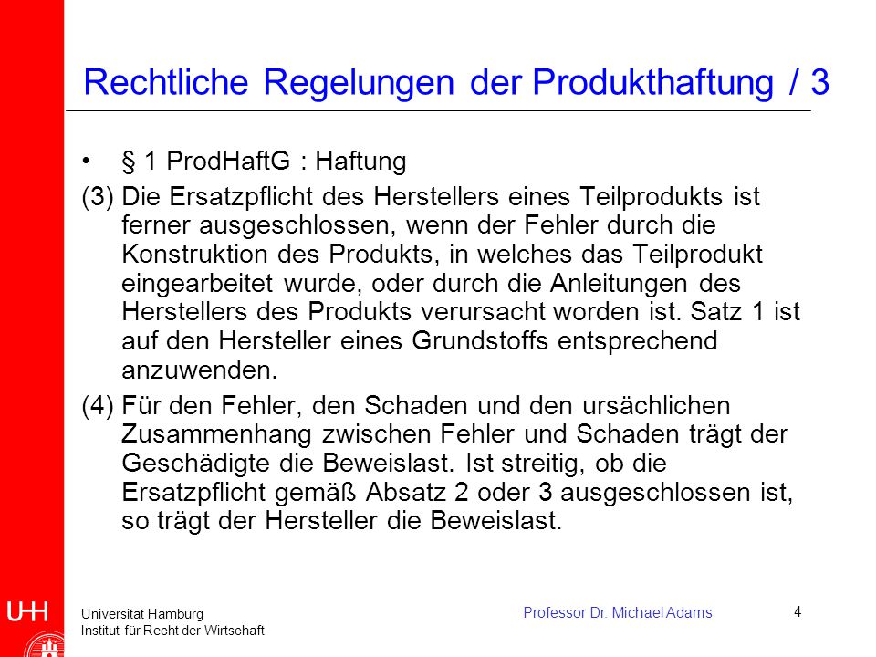 Rechtliche Regelungen der Produkthaftung / 3