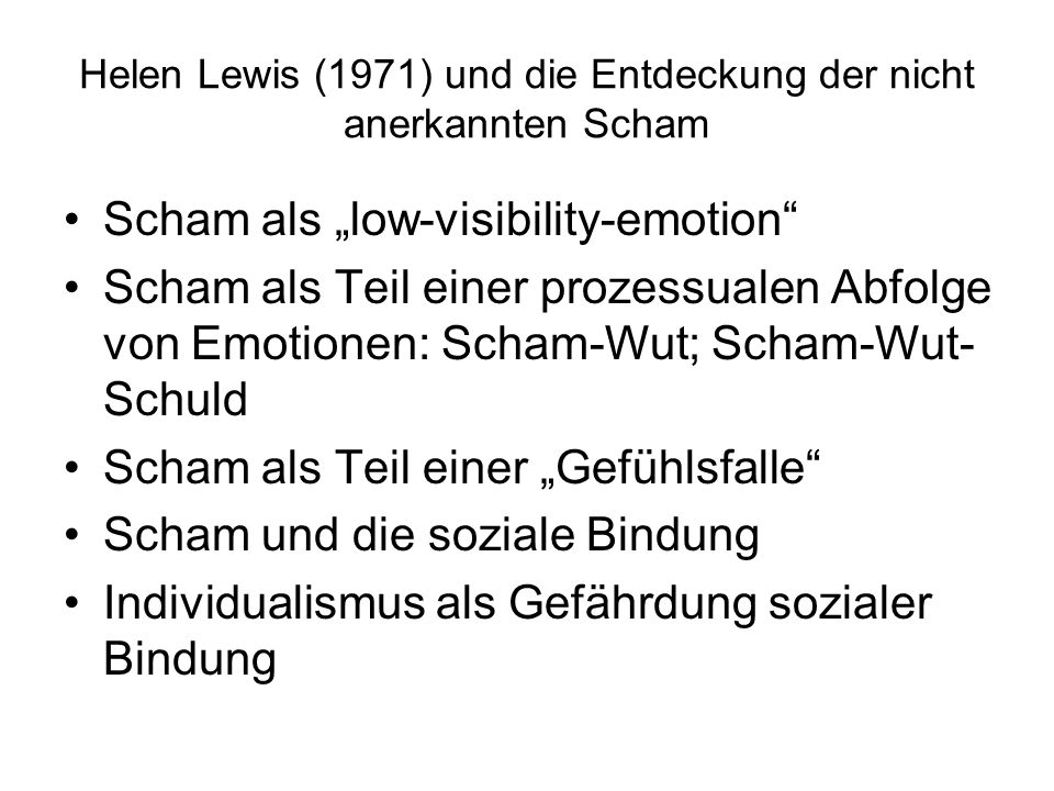 Helen Lewis (1971) und die Entdeckung der nicht anerkannten Scham