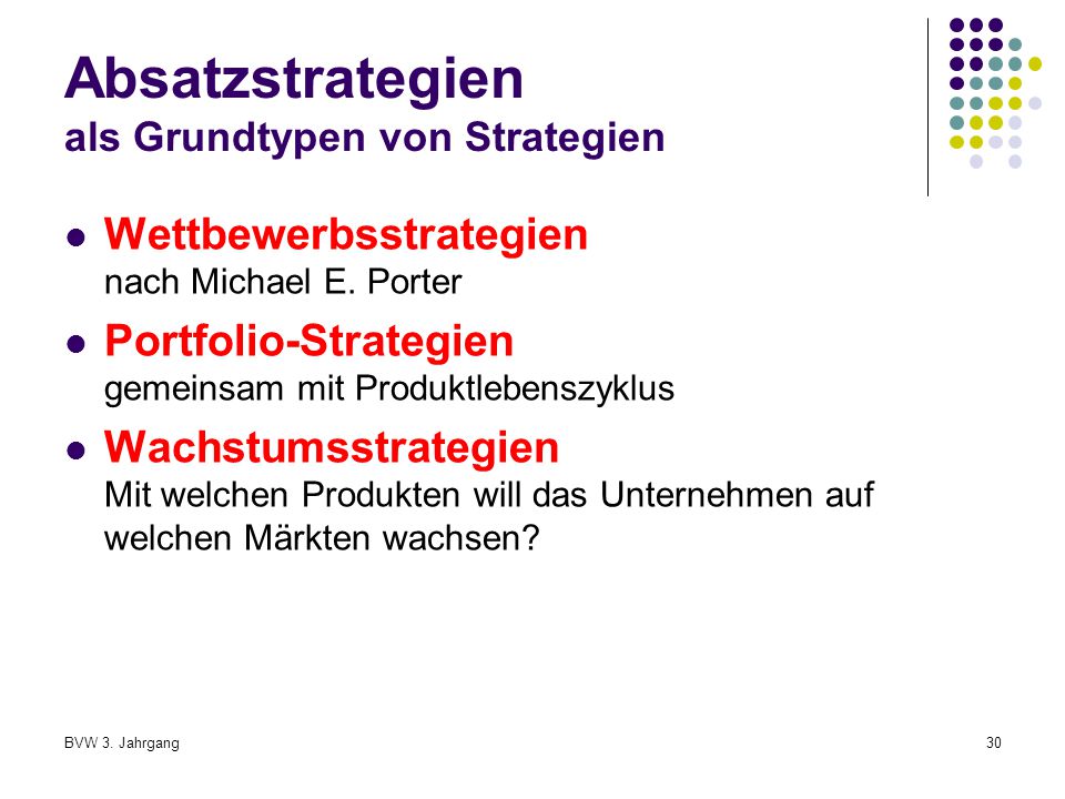 Absatzstrategien als Grundtypen von Strategien