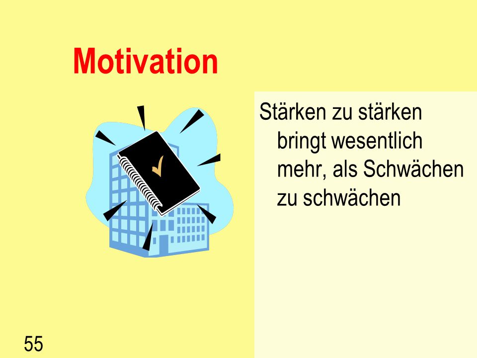 Motivation Stärken zu stärken bringt wesentlich mehr, als Schwächen zu schwächen 55