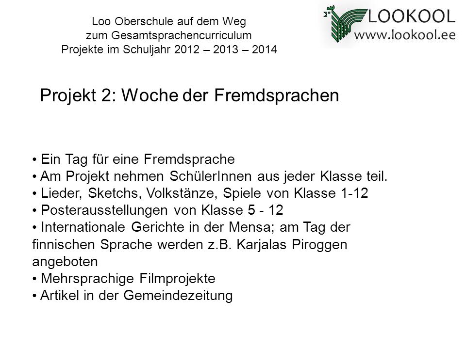 Projekt 2: Woche der Fremdsprachen