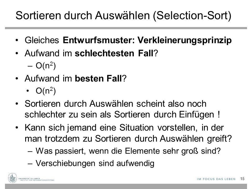 Sortieren durch Auswählen (Selection-Sort)