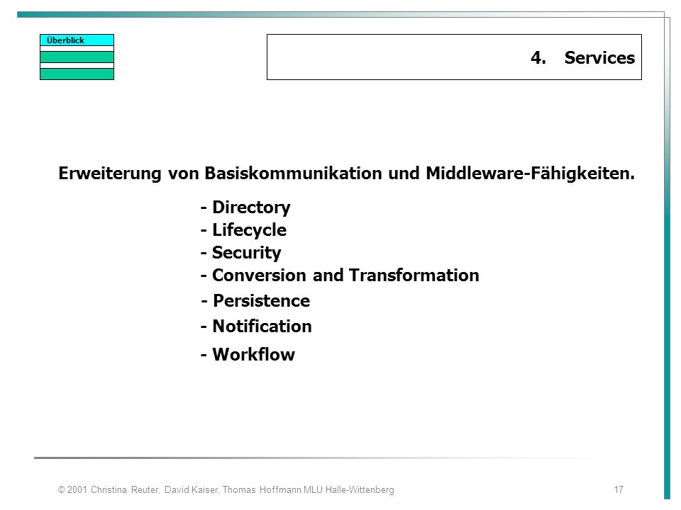 Erweiterung von Basiskommunikation und Middleware-Fähigkeiten.