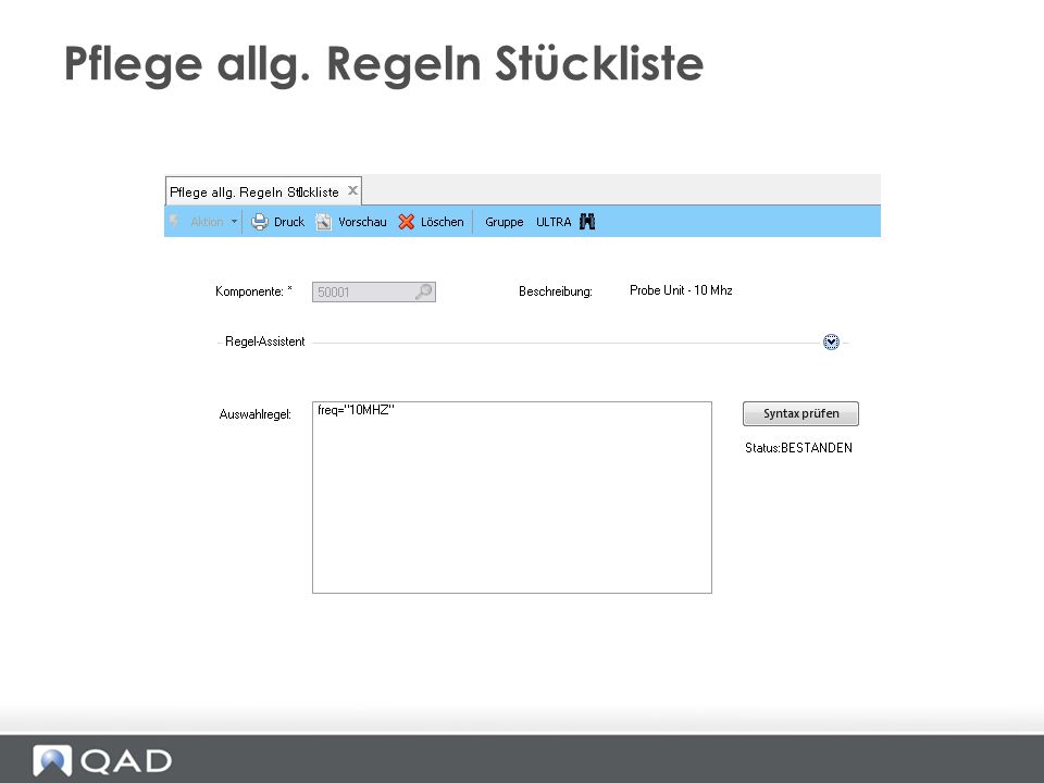 Pflege allg. Regeln Stückliste