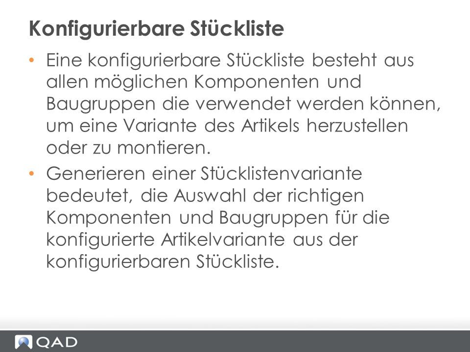 Konfigurierbare Stückliste