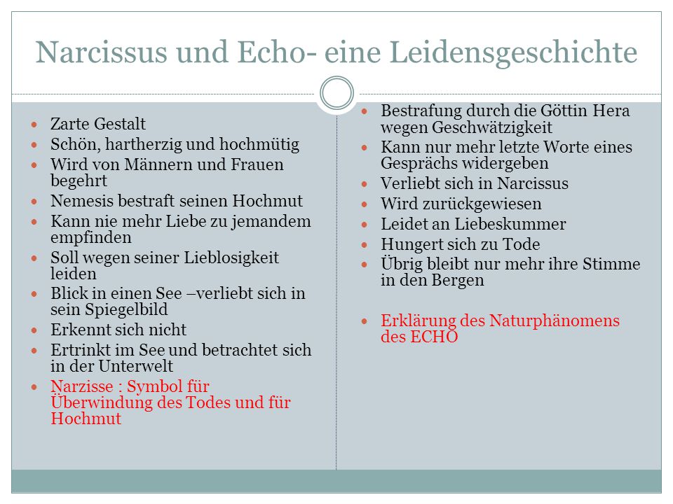 Narcissus und Echo- eine Leidensgeschichte