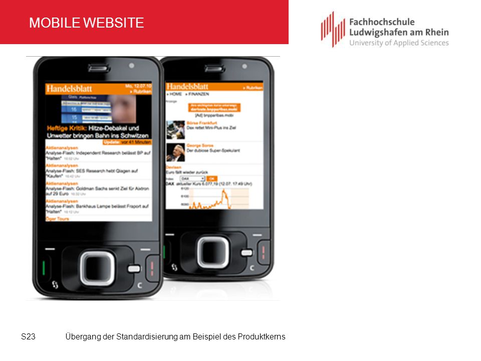 MOBILE WEBSITE Übergang der Standardisierung am Beispiel des Produktkerns