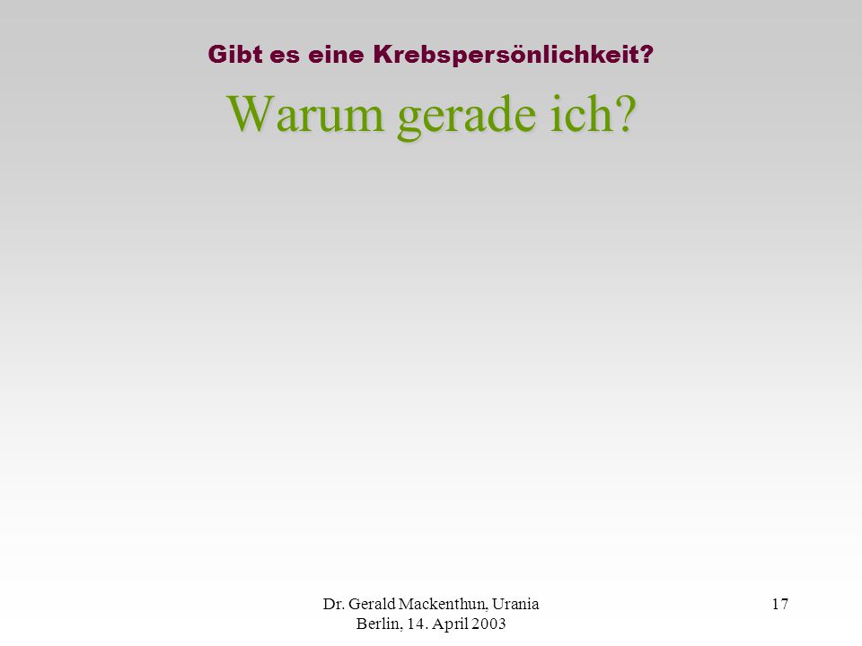Warum gerade ich Gibt es eine Krebspersönlichkeit