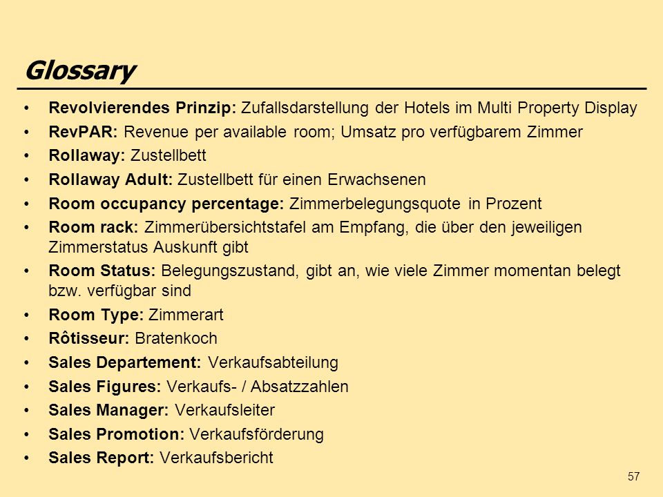 Glossary Revolvierendes Prinzip: Zufallsdarstellung der Hotels im Multi Property Display.