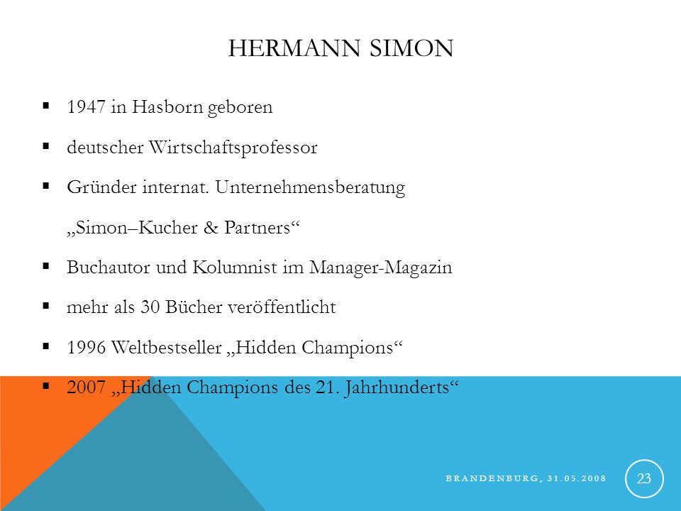 Hermann Simon 1947 in Hasborn geboren deutscher Wirtschaftsprofessor