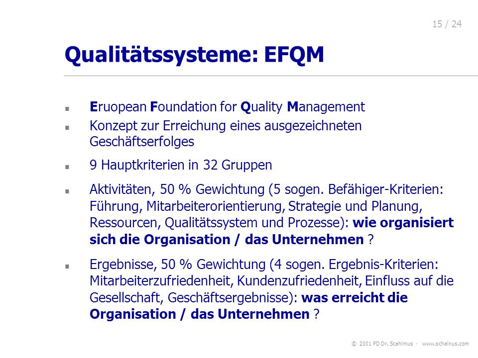 Qualitätssysteme: EFQM