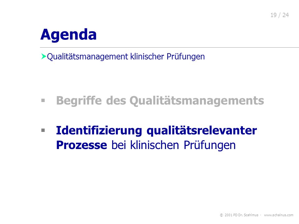 Agenda Begriffe des Qualitätsmanagements