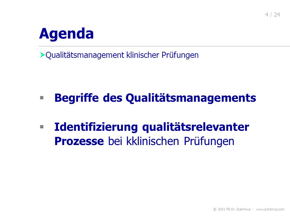 Agenda Begriffe des Qualitätsmanagements