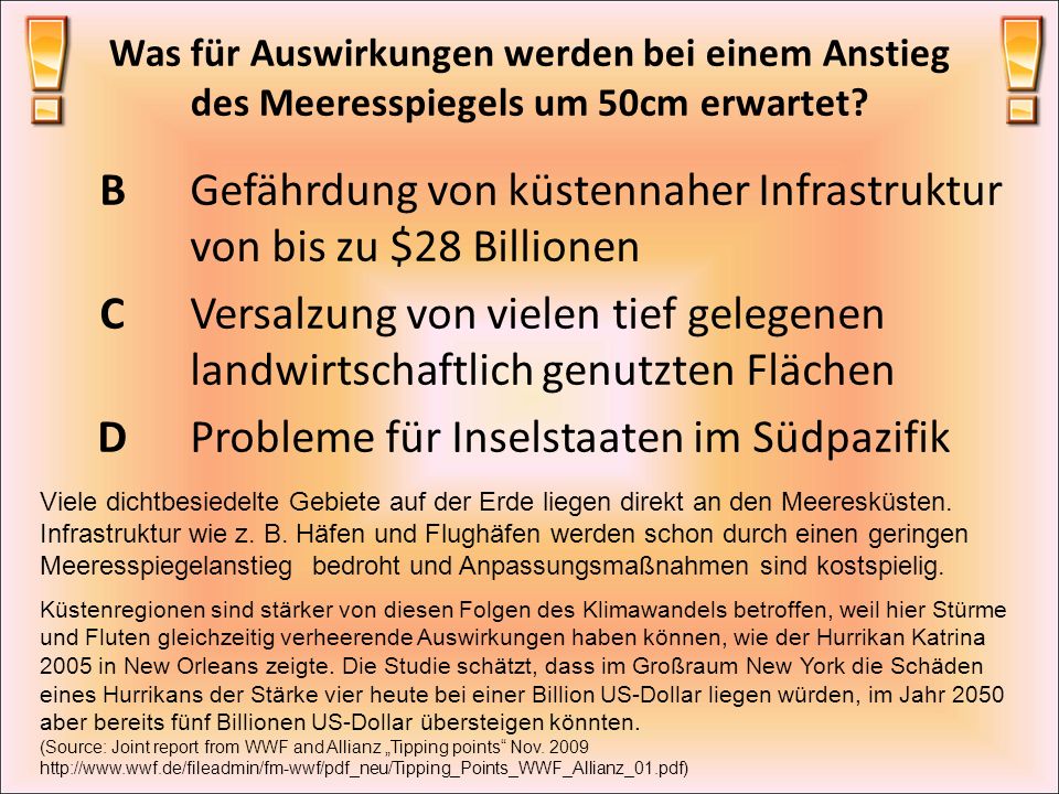 Gefährdung von küstennaher Infrastruktur von bis zu $28 Billionen C