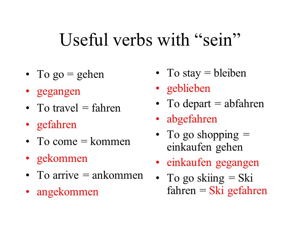 Useful verbs with sein