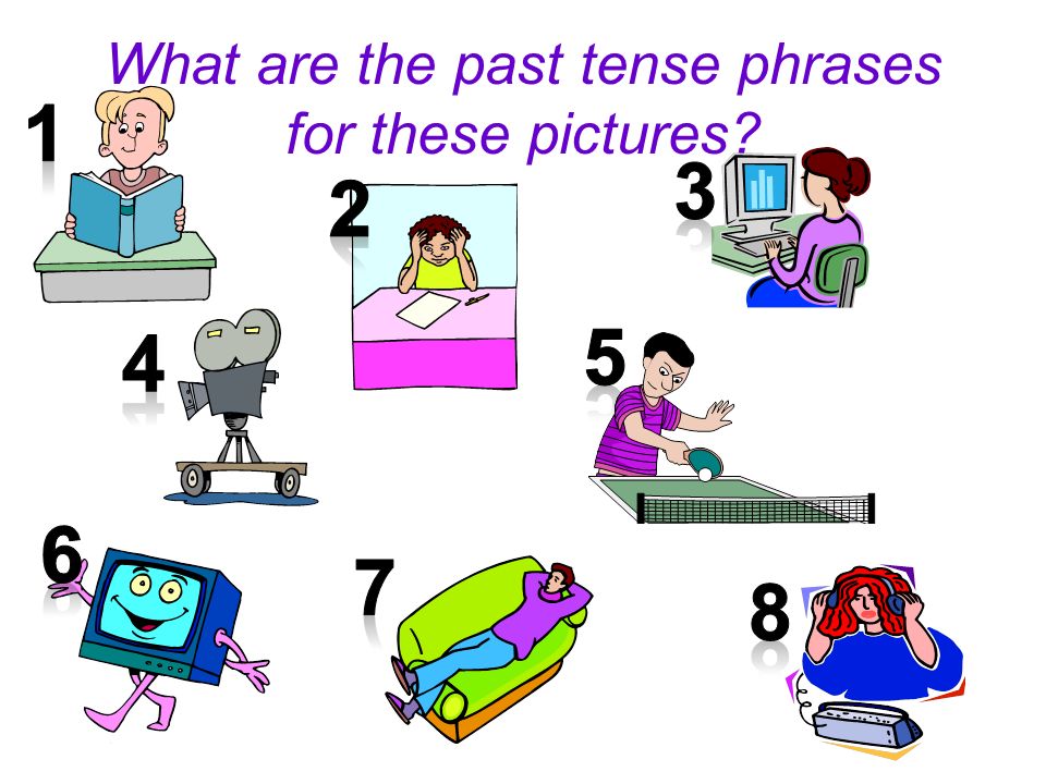 What are the past tense phrases for these pictures