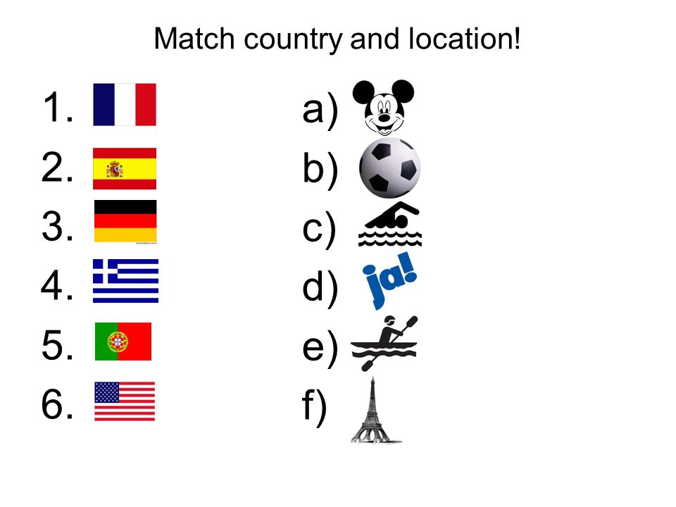 Match country and location!