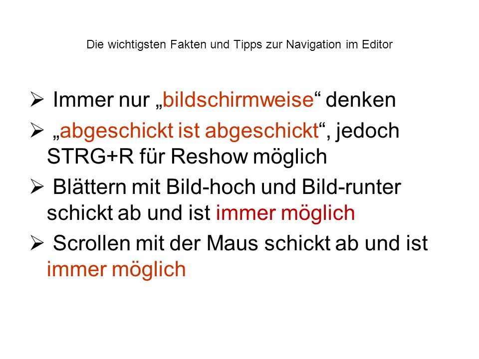 Die wichtigsten Fakten und Tipps zur Navigation im Editor