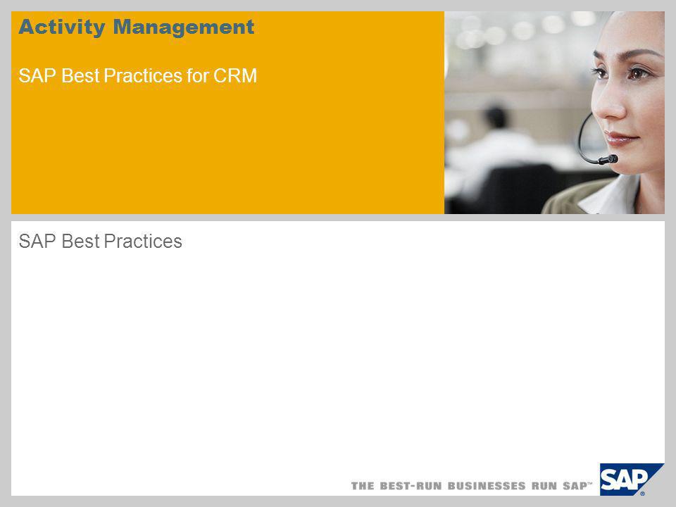 Activity Management SAP Best Practices for CRM