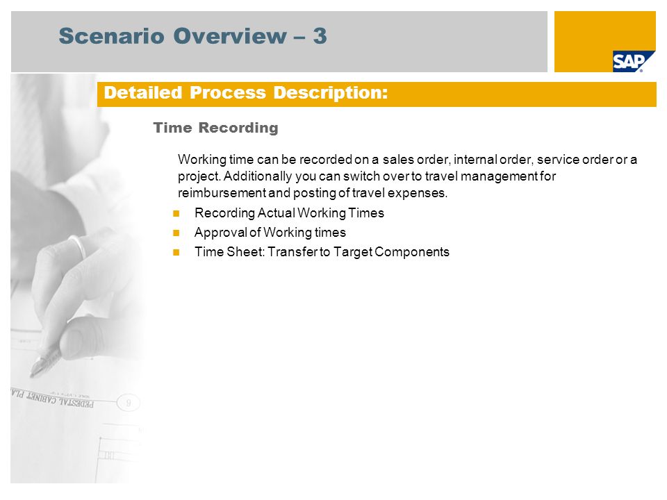 Scenario Overview – 3 Detailed Process Description: Time Recording