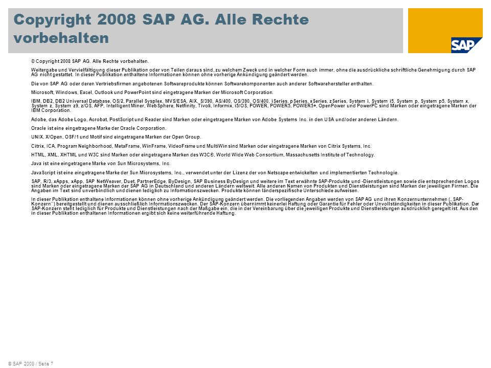 Copyright 2008 SAP AG. Alle Rechte vorbehalten