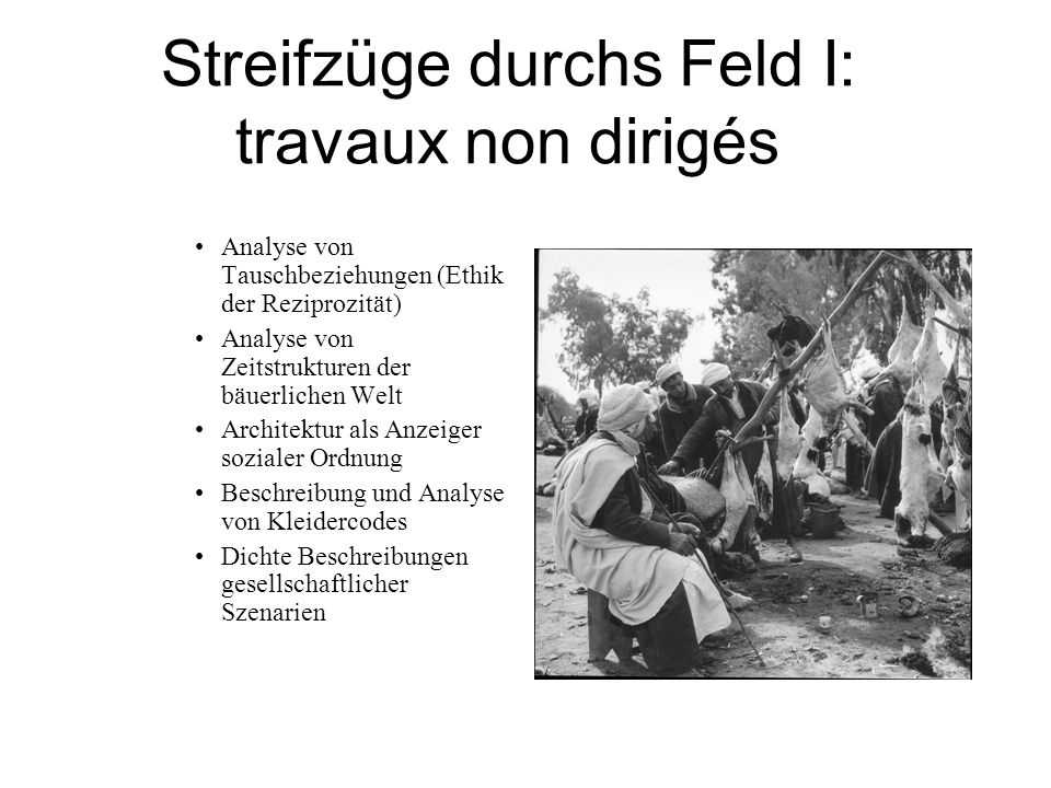 Streifzüge durchs Feld I: travaux non dirigés